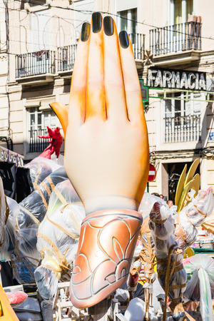 VALENCIA,SPAIN - MARCH 15: Las Fallas,papermache models are constructed then burnt in the traditional celebration in praise of St Joseph on March 15,2017 in Valencia,Spain.のeditorial素材