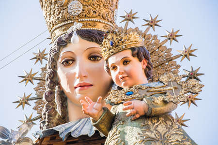 VALENCIA, SPAIN - MARCH 15: Virgin square with the Basilica of the Desamparados Virgin on March 15, 2017 in Valencia, Spain. It was built between 1652 and 1666.のeditorial素材