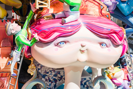 VALENCIA,SPAIN - MARCH 15: Las Fallas,papermache models are constructed then burnt in the...