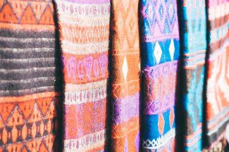 The different colored fabric templates variety in the store.