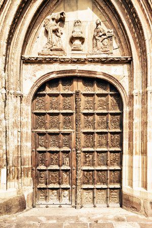 Ezcaray, La Rioja, Spain - 25.09.2016: St Mary Parish. The town is situated at the base of the San Lorenzo peak and is 13 km from the Valdezcaray ski area.のeditorial素材