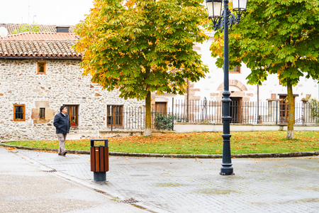 Ezcaray, La Rioja, Spain - 13.11.2016: Old street in small town. The town is situated at the base of the San Lorenzo peak and is 13 km from the Valdezcaray ski area.のeditorial素材