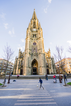 SAN SEBASTIAN, SPAIN - MARCH 01, 2017: Facade of Basilica of Santa Maria del Coroのeditorial素材