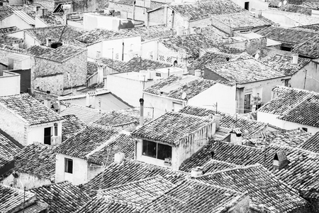 Horizontal outdoors shot of the roofs in Navarres, Valencia, Spain.の写真素材