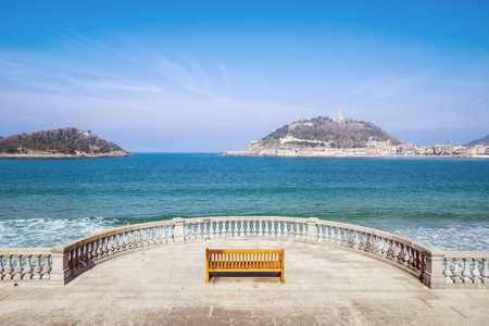SAN SEBASTIAN, SPAIN - FEBRUARY 22, 2017: La Concha Beach. It is one of the most famous urban beaches across the country.のeditorial素材
