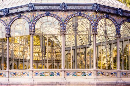 Retiro Park, Madrid, Spain - 09.10.2016. Crystal Palace. The Buen Retiro Park is a large and popular 1.4 km2 (350 acres) park at the edge of the city centreのeditorial素材