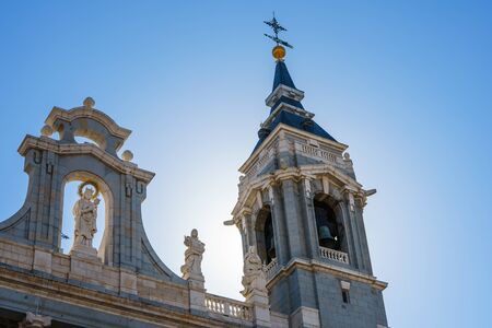 Almudena Cathedral, Madrid, Spain - 09.10.2016. A view of beautiful gray cathedral. Horizontal outdoors shotのeditorial素材