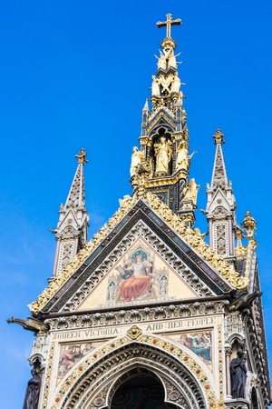 LONDON, UK - 20 FEBRUARY, 2017: The Albert Memorial is situated in Kensington Gardens. It was commissioned by Queen Victoria in memory of her beloved husband, Prince Albert.のeditorial素材