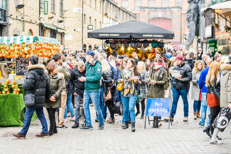 LONDON, UK - 19 FEBRUARY, 2017:  The Camden markets are a number of adjoining large retail markets in Camden Town near the Hampstead Road Lock of the Regent's Canalのeditorial素材