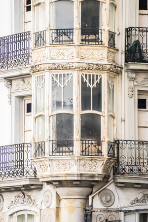 Facade of beautiful building in sophisticated architectural style with balconies. の写真素材