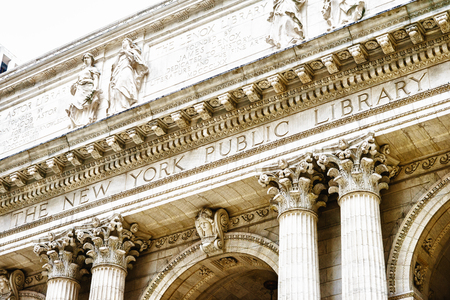 New York Public Library, New York, USA - 22 October, 2016: signboard of libraryのeditorial素材