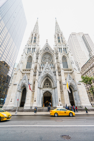 St. Patrick's Cathedral, New York, USA - 22 October, 2016: It  is a decorated Neo-Gothic-style Roman Catholic cathedral in 5th Avenueのeditorial素材