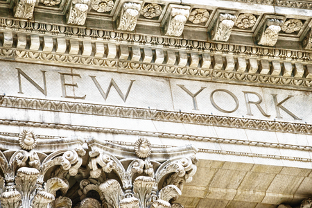 New York Public Library, New York, USA - 22 October, 2016: signboard of libraryのeditorial素材