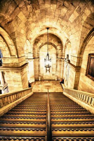 New York Public Library, New York, USA - 22 October, 2016: view to library interior from stairsのeditorial素材
