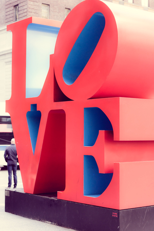 Love Sign, New York, USA - 23 October, 2016: big red letters messaging love in the streetのeditorial素材