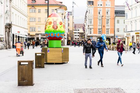 INNSBRUCK, AUSTRIA - MARCH 07: Typical street on March 07, 2016 in Innsbruck, Austria.It is the capital city of Tyrol in western Austria.のeditorial素材