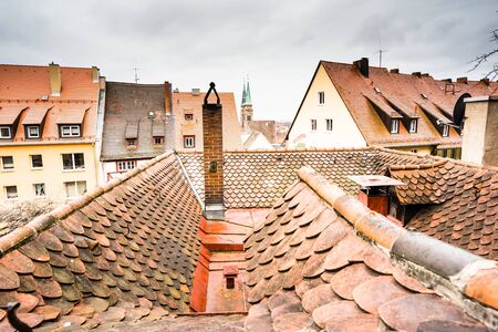 NUREMBERG,GERMANY - 5 MARCH 2016:View on Nuremberg city from rooftop in stormy weatherのeditorial素材
