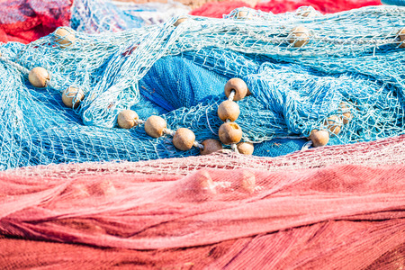 Nets lying in messの写真素材
