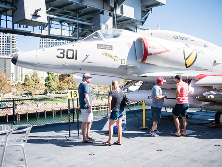 SAN DIEGO, USA - SEPTEMBER 19: Visitors on the USS Midway on September 19, 2015 in California,...