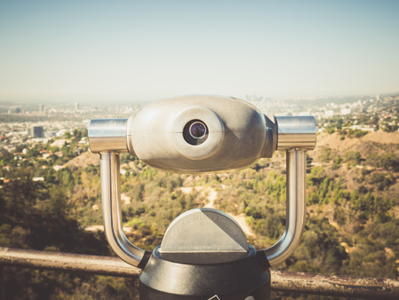 LOS ANGELES, USA - SEPTEMBER 20: Griffith Observatory on September 20, 2015 in Los Angeles, United States. The observatory is a popular tourist attraction with an excellent view of the Hollywood sign.のeditorial素材