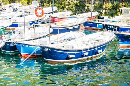 MUNDACA, SPAIN - 12 AUGUST,2017: this town is located in the coast at the mouth of the Urdaibai Ria in the Bay of Biscay. Fishing boats.のeditorial素材