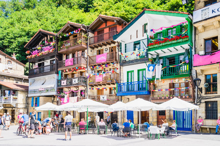 PASAI DONIBANE, SPAIN - 29 JULY,2017: typical facade in Fishing town of Pasajes de San Juan (Pasai Donibane)のeditorial素材