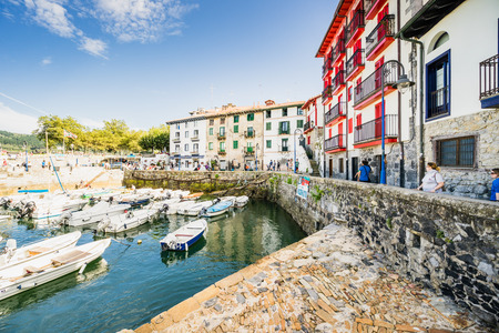 MUNDACA, SPAIN - 12 AUGUST,2017: this town is located in the coast at the mouth of the Urdaibai Ria in the Bay of Biscayのeditorial素材