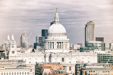 LONDON, UK - 17 FEBRUARY, 2017: St Paul's Cathedral is an Anglican cathedral, the seat of the Bishop of London and the mother church of the Diocese of Londonのeditorial素材