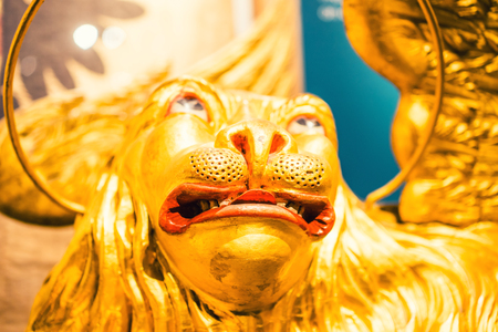 LONDON, UK - 17 FEBRUARY, 2017: Lion statue. The Tower of London is a historic castle located on the north bank of the River Thames in central London.のeditorial素材