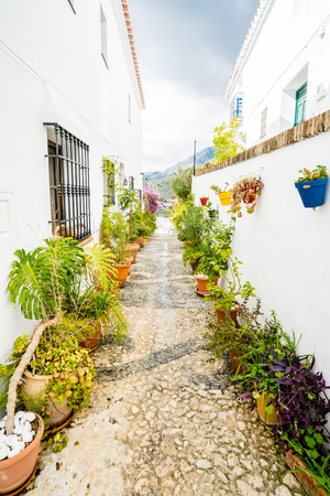 Typical white town in Andalusia, Spainの写真素材