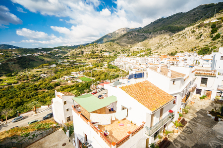 Typical white town in Andalusia, Spainの写真素材