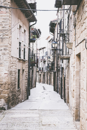 LA GUARDIA, ALAVA, SPAIN - 5 APRIL,2016: typical street in the city centerのeditorial素材