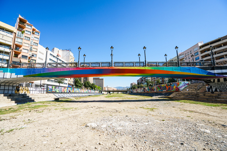 MALAGA,SPAIN - 28 MAY 2016: Panoramic view on Guadalmedina river embankmentのeditorial素材