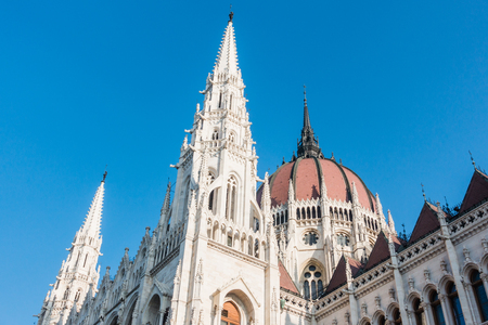 BUDAPEST, HUNGARY - DECEMBER 19, 2017: The Hungarian Parliament Building is in the Gothic Revival style.のeditorial素材