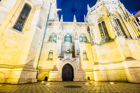 BUDAPEST, HUNGARY - DECEMBER 18, 2017: Matthias Church is a roman catholic church located in front of the Fisherman's Bastion. It was constructed in the florid late Gothic style in the second half of the 14th century.のeditorial素材