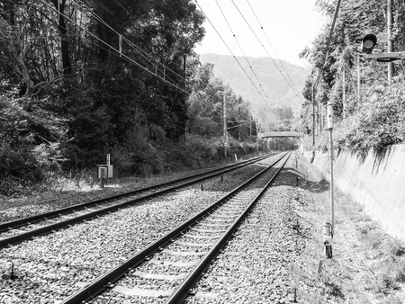 Railway in Arashiyama, Japanの写真素材
