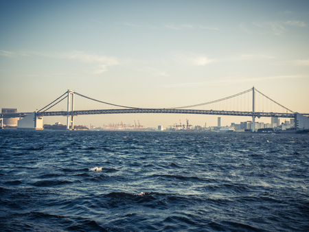 Rainbow Bridge in Tokyo, Japanの写真素材