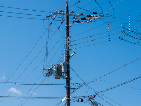 electricity pole in Kyoto, Japanの写真素材