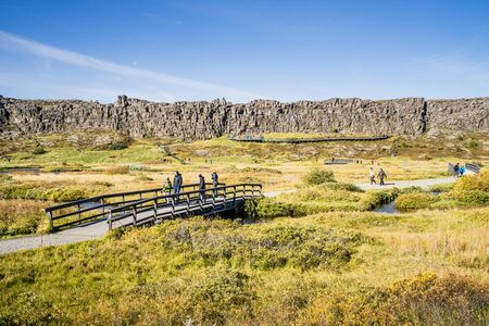THINGVELLIR NATIONAL PARK, ICELAND  September 11, 2017: the oldest Parliament in the world assembled there in 930 AD.のeditorial素材