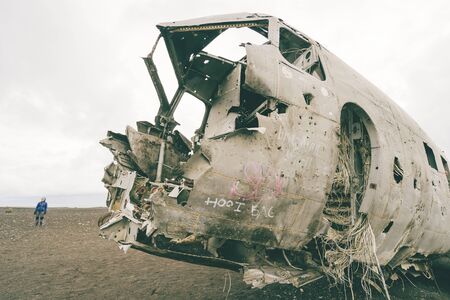 VIK, ICELAND â September 12, 2017: Aircraft wreckage in Iceland (Douglas R4D Dakota DC-3 117 from the US navy).のeditorial素材