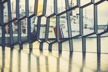 REYKJAVIK, ICELAND â September 11, 2017: Harpa was opened on May 13, 2011. It is a concert hall and conference centre.のeditorial素材