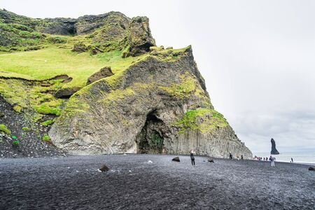 VIK, ICELAND  September 12, 2017: Tourists in Reynisfjara Beachのeditorial素材