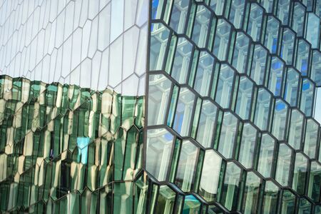 REYKJAVIK, ICELAND â September 11, 2017: Harpa was opened on May 13, 2011. It is a concert hall and conference centre.のeditorial素材