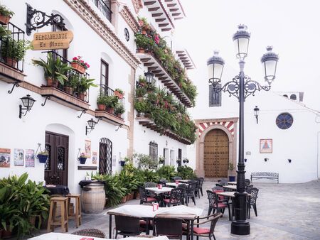 CANILLAS DE ALBAIDA, SPAIN - AUGUST 20, 2018: a traditional white town/village in Malaga, Andalusiaのeditorial素材