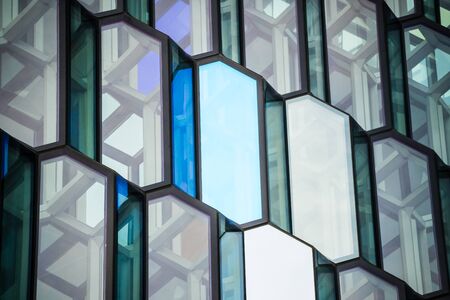 REYKJAVIK, ICELAND â September 11, 2017: Harpa was opened on May 13, 2011. It is a concert hall and conference centre.のeditorial素材