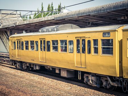 MIYAJIMAGUCHI, JAPAN - MARCH 28: Train Station on March 28, 2015 in Miyajimaguchi, Japan. It is located on Route 2 from Osaka to Fukuoka, and is served by the JR West.のeditorial素材