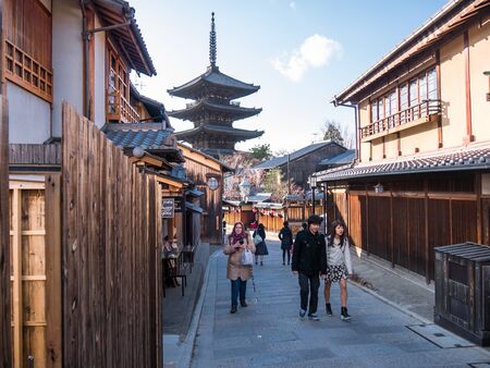 KYOTO, JAPAN - MARCH 24: Nene-no-michi  on March 24, 2015 in Kyoto, Japan. Nene-no-Michi Lane is a wonderful flagstone walkway that links some of the most important sights in the Southern Higashiyama area.のeditorial素材