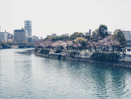 HIROSHIMA, JAPAN - MARCH 27: Hiroshima Peace Memorial Park on March 27, 2015 in Hiroshima, Japan. It is dedicated to the legacy of Hiroshima as the first city in the world to suffer a nuclear attack.のeditorial素材