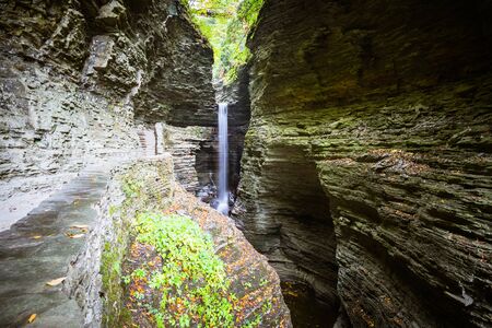 small falls in Watkins Glen State Park, Finger Lakes, USA.の写真素材