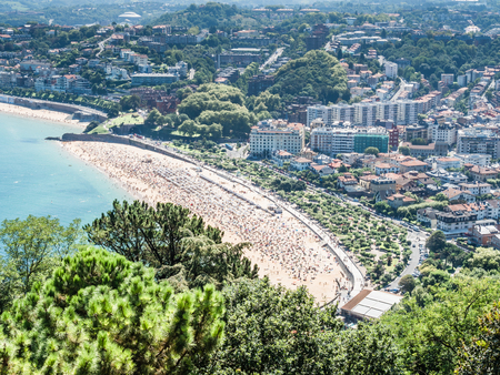 SAN SEBASTIAN, SPAIN - FEBRUARY 22, 2017: La Concha Beach. It is one of the most famous urban beaches across the country.のeditorial素材
